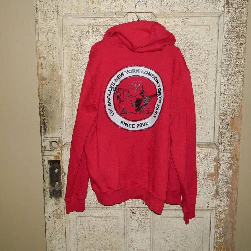 True Religion City Buddha Zip Up Hoodie Size L (VV-29)